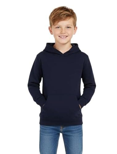 Image of RUBAB Kids Pullover Hoodie – Boys & Girls Hooded Sweatshirt, Soft Fleece Warm Jumper, Casual School Wear Top, Ages 5–14 Years (9 Years,10 Years, Navy)