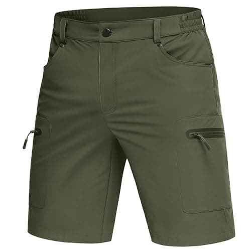Image of MAGCOMSEN Men's Hiking Cargo Shorts 10" Lightweight Outdoor Work Shorts for Men Travel Casual with 5 Pockets Army, 36