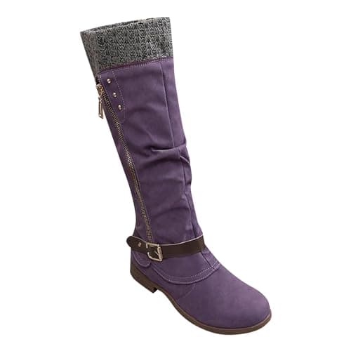 Image of Generic Women's Autumn/Winter Purple Knee High Water Resistant, Slip Resistant Ankle Boots Women - Size 6 UK - Hotter Shoes for Women Clearance