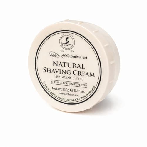 Image of Taylor of Old Bond Street Natural Shaving Cream Bowl | suitable for sensitive skin | fragrance free | creates a rich lather for a smooth shave | luxury shave cream to soften & moisturise | 150g