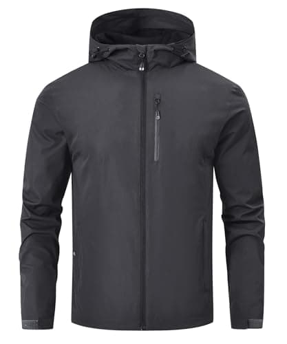 Image of Huayuzh Mens Waterproof Jacket Men's Outdoor Jackets Lightweight Rain Coat Packable Windproof Softshell Hiking Camping Grey L