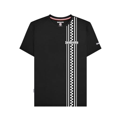 Image of Lambretta Mens Two Tone Stripe Retro T Shirt (UK, Alpha, L, Regular, Regular, Black)