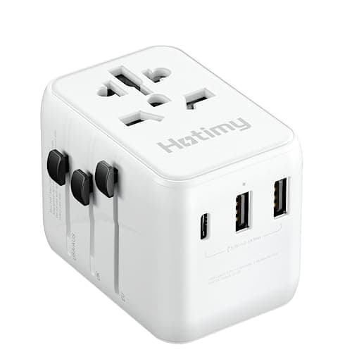 Image of Universal Travel Adapter, Hotimy Worldwide Travel Adapter with USB C & 2 USB A Ports, Dual 10A Fused International Power Adapter, Universal Plug Adaptor All in One for Europe, UK, US, Australia & More