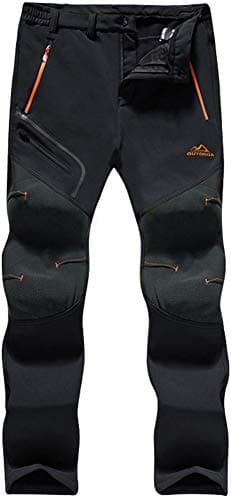 Image of TACVASEN Winter Trousers - Mens Waterproof Softshell, Thermal Windproof & Warm Hiking Trousers with Zip Pockets, Thick - Black, 32