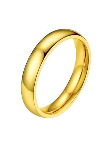 Image of PROSTEEL Men's Rings, 4MM Width Stainless Steel Thumb Band Ring Gold Plated Size S - Send Gift Box