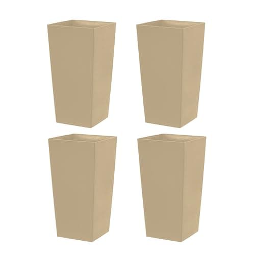 Image of simpa 27L Large Square Milano Grande Planter Pot - TAUPE Set of 4 Pots - 51cm (H) x 26.5cm (W) x 26.5cm (D)