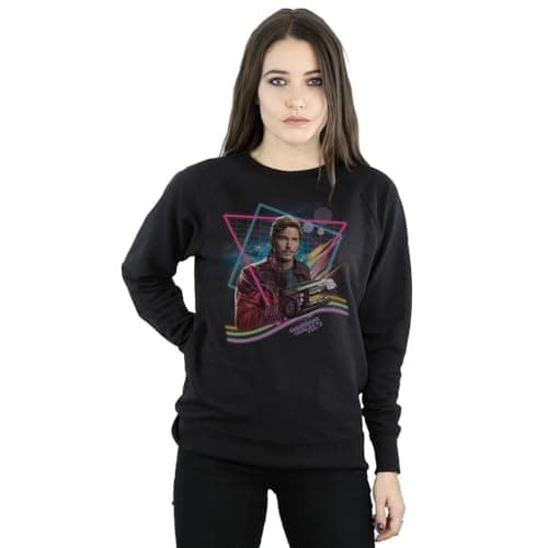 Image of Marvel Women's Guardians of The Galaxy Neon Star Lord Sweatshirt Small Black