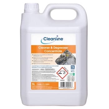 Image of Cleanline Cleaner & Degreaser Concentrate, 5L, Powerful Cleaning for Hard Surfaces, Non-Perfumed, Non-Tainting Formula