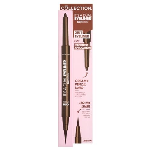 Image of Collection Cosmetics Fast Stroke It’s A Dual Eyeliner, Liquid and Pencil Formula, Precise Application, 24hr Wear, 0.3ml, Brown