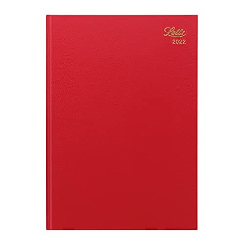 Image of Letts of London Standard A4 Week to View 2022 Diary - red, 22-T31ZRD