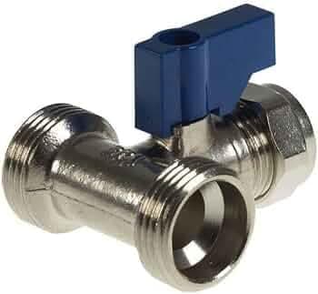 Image of hep Online Dual Appliance Tee Valve 3/4” x 3/4” x 15mm BSP Compression Twin Washing Machine Tee Valves Connector Splitter Tap Cold Water Feed Splitter 15mm Pipe Connector