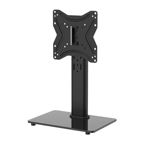 Image of GRIFEMA Universal TV Stand, Swivel Table Top TV Stand for 17-43 inch, 4 Levels Height Adjustable with 8mm Tempered Glass Base, Cable Management,up to 30kg, Max VESA 200x200mm,Black GB1005-2