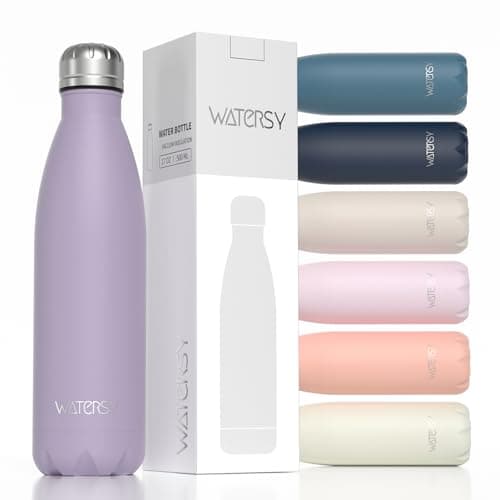 Image of WATERSY Stainless Steel Insulated Water Bottle, Double Walled Metal Vacuum Flask Keep 24 Hrs Cold & 12 Hrs Hot Thermal Metal Sports Bottles 500ml BPA Free for Outdoor, Work, Gym, School (Lilac)
