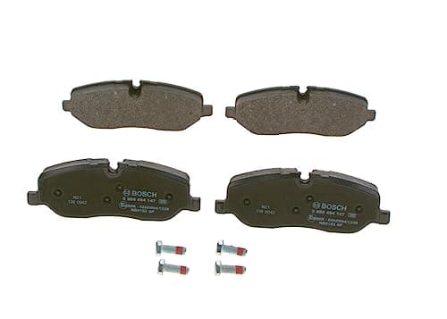 Image of Bosch BP1058 - Brake Pads Car Front Axle - Bosch Quality - Reduced Noise and Dust - ECE-R90 Certified - Copper-Free - 1 Set of 4 Pads - With Accessories