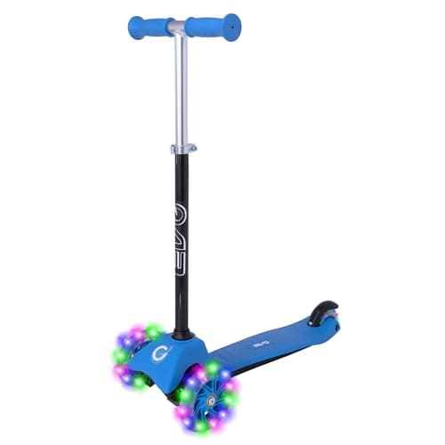 Image of EVO Light-Up Mini Cruiser Scooter for Kids Ages 2–4 | 3-Wheel Kick Scooter with LED Wheels & Adjustable Handlebar | Balance Push Ride-On for Boys & Girls
