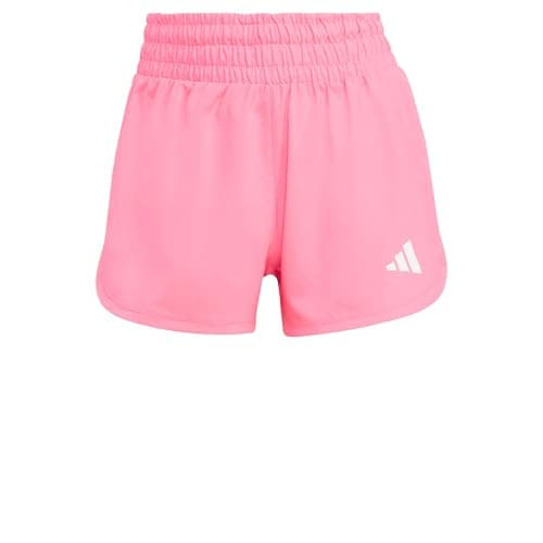Image of adidas Women's Pacer Workout Woven High Rise Shorts, Lucid Pink/White, XS 3 inch