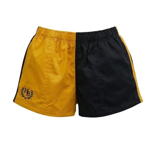 Image of Hazy Blue Nelson - Coloured Block Shorts, Unisex Sports and Leisure - Mens Shorts/Womens Shorts (UK, Alpha, S, Regular, Regular, Mustard/Black)