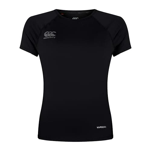 Image of Canterbury Women's Superlight Short Sleeve T-Shirt | Training Top | Breathable | Quick Drying Technical T-Shirt, Black/Gunmetal Grey, 10