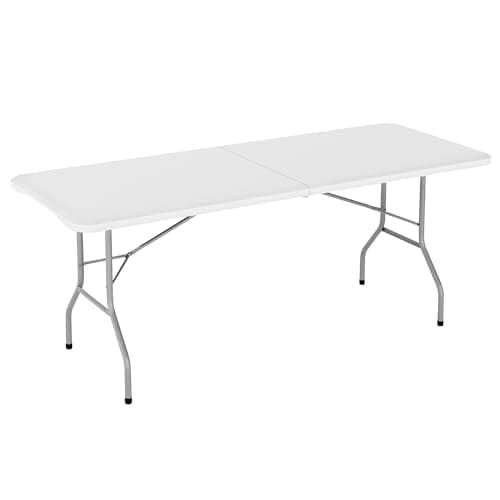 Image of mcc direct 6ft (180cm) Folding Table Heavy Duty – Indoor & Outdoor Plastic Table for Garden, Picnic, BBQ, Camping, Party & Catering (White)