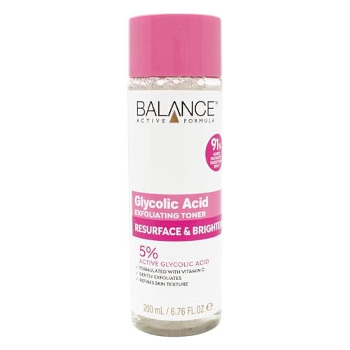 Image of Balance Active Formula 5% Glycolic Acid Exfoliating Toner with Vitamin C 200ml, Gentle Daily Glow Toner for Smoother, Brighter Skin, Refines Texture & Prevents Blemishes