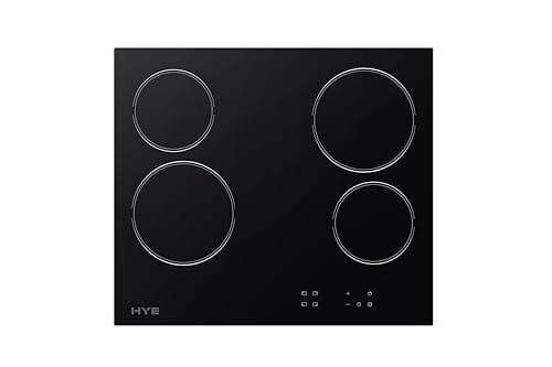 Image of Electric Hob - Ceramic Hob, 60cm Built In, 4 Cooking Zones, Sleek Black Glass Surface, Intuitive Touch Control Panel, Child Lock, Perfect For Modern Homes - C01CH60E22