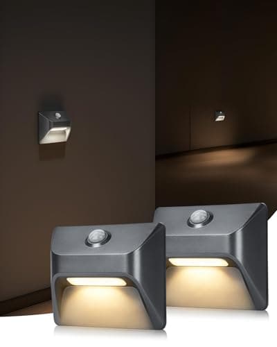 Image of JIAWEN Motion Sensor Lights Indoor Rechargeable, 2200mAh LED Stair Lights with Magnetic Mount, Motion Sensor Night Light for Bedside, Cupboard, Hallway, Bathroom, Auto-On at Night (2 Pack)