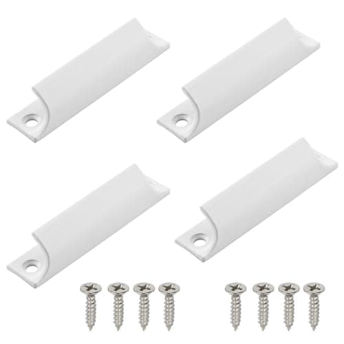 Image of Cupboard Door Handles,4 PCS Kitchen Cabinet Door Handles Aluminium Alloy Sliding Doors Handle White Recessed Finger Pulls for Cupboards Drawers and Windows Screw Fixation Hardware