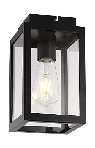 Image of HARPER LIVING 1XE27/ES Semi-Flush Ceiling Light, IP20, Black with Clear Glass, Suitable for LED Upgrade, Ideal for Kitchen, Hallway, Porch Hotel, B&B
