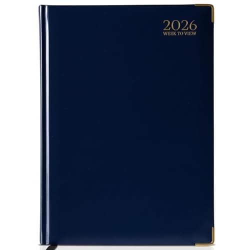 Image of G4GADGET A4 2026 Week to View Blue Diary Gilt Edges Hardback
