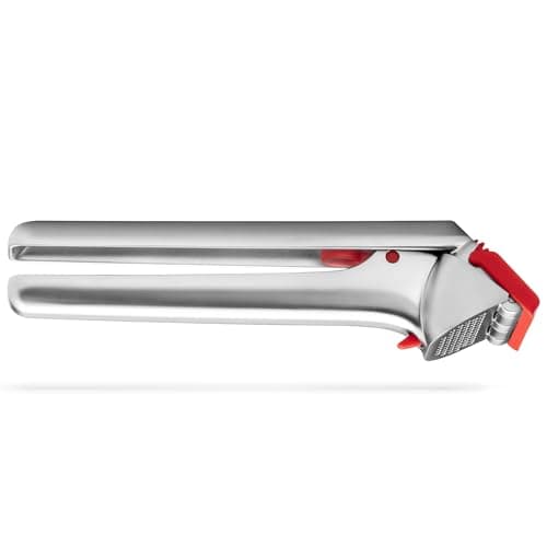 Image of Dreamfarm Garject 2-In-1 Garlic Peeler, Garlic Press & Mincer with Garlic Peel Ejector, Chrome-Plated Zinc - Red