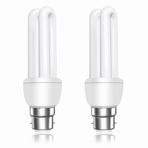 Image of Akynite B22 Energy Saving Bulb 11W, Warm White 2700k, B22d Bayonet Cap, 2U CFL Low Energy Light Bulbs, BC Compact Fluorescent Stick Bulbs, 2pcs