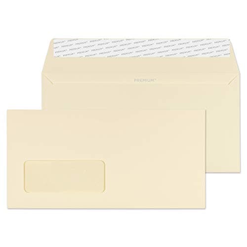Image of Blake Business DL 110 x 220 mm 120 gsm Peel & Seal Wallet Window Envelopes (61884) Cream Wove - Pack of 500