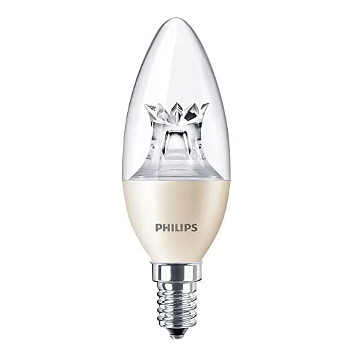 Image of Philips Master LED Diamond Spark Candle DimTone 5.5W E14 (SES) Warm Glow Dimmable Candle Bulb, Incandescent Effect, Energy Saving LED, Long Life, Clear Finish, Home & Decorative Lighting