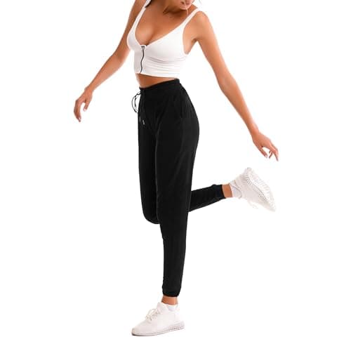 Image of Stanpetix Joggers for Women - Womens Sweatpants with Pockets Sport Pants Black Trousers for Women UK(Black, L