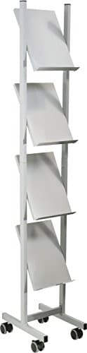 Image of helit H6813399 Plastic 4 Narrow Storage Shelving Unit for 1 x DIN A4 Silver Grey