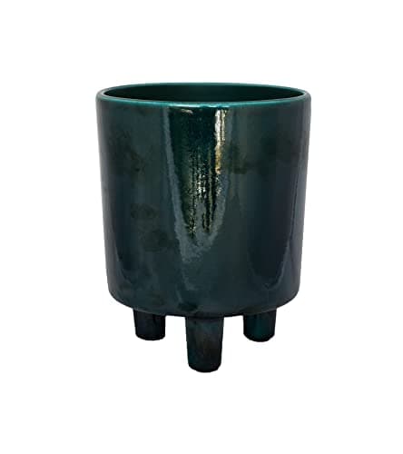 Image of Ivyline Pisa Premium Glaze Ceramic Planter in Emerald - Stylish, UV Stable & Waterproof Premium Quality Indoor Decorative Flower Pot - H19cm x D16cm