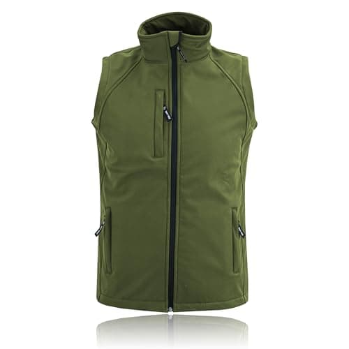 Image of Mens Softshell Gilet Water Repellant Durable Wind Resistant Jacket- Perfect for Outdoor Activities Walking Hiking Camping Running Bodywarmer (UK, Alpha, XXL, Regular, Regular, Olive Green)
