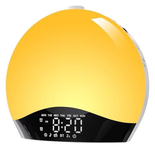 Image of Sunrise Alarm Clock, Bluetooth Speaker Wake Up Light Night Light with 16 Colors, Sunrise/Sunset Simulation Dual Alarms and Snooze Function, 7 Natural Sounds, FM Radio, Bedside Lamp for Kids Adult.