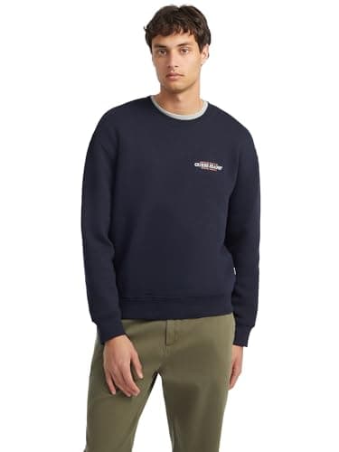 Image of Guess Mens Regular American Tradition CN Sweatshirt Navy (UK, Alpha, S, Regular, Regular, Navy)