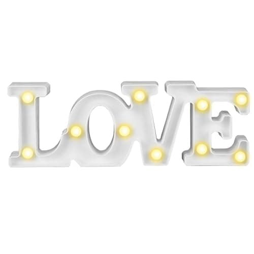 Image of HERCHR Love Neon Sign,Wedding Sign Decorative LED Illuminated Letter Lights Light up Letters LED Love Night Lights Decor Battery Lamp Marquee for Home Party Birthday Wedding Bar Decoration