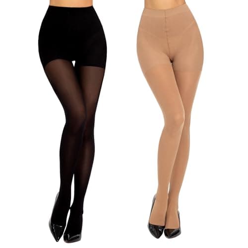 Image of MANZI Compression Tights Women Firm Medium Energising Support Tights 50D Black+Natural S