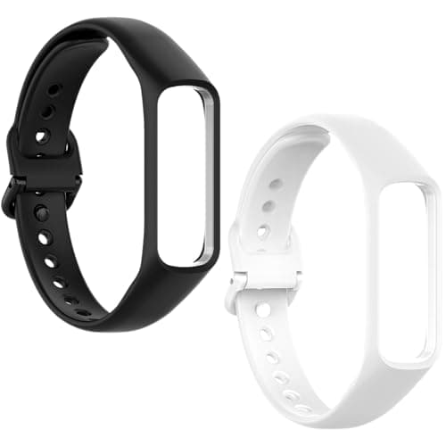Image of Yiranfuyao 2-Pack Replacement Strap for Samsung Galaxy Fit 2, Soft Silicone Sports Band with Adjustable Buckle Compatible with SM-R220, Breathable Waterproof Wristband for Women and Men