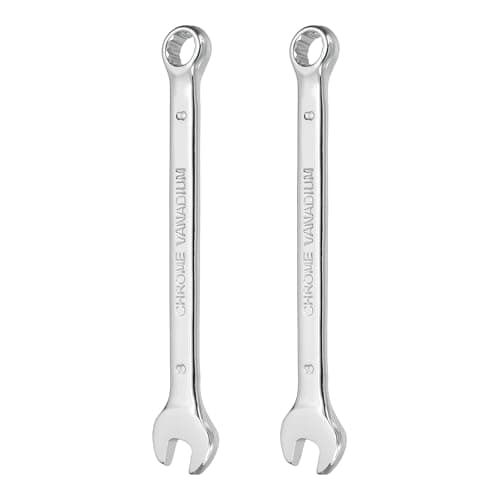 Image of sourcing map 2Pcs Combination Wrench 8mm Metric 12-Point Box and Open End CR-V Steel Double Ended Spanner Tool for Automotive Pipe Furniture Machinery DIY Repair, Silver White