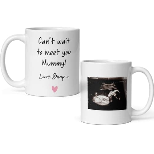 Image of Confidently Quirky - Personalised Mummy Baby Scan White Mug, Mummy To Be Gift, Gift From Bump to Mum, Mum To Be Birthday, Baby Scan Gift