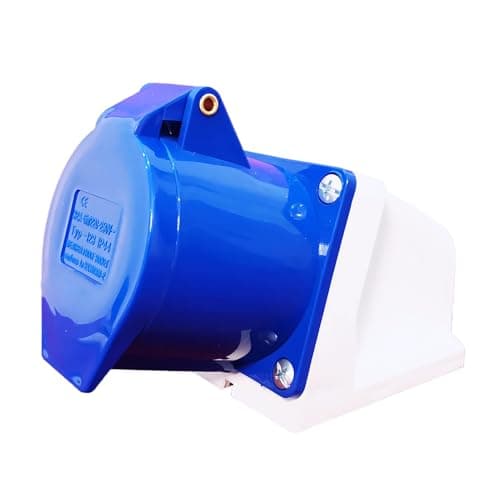 Image of 32AMP 240V Industrial Plug Socket,3-Pin 1Phase 2P+E 220V-250V Wall Socket IP44 Waterproof Connector Heavy-Duty Explosion‑Proof Nylon Replacement for Camping Caravan Workshops Industry Outdoor Use