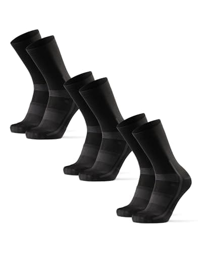 Image of DANISH ENDURANCE Performance Crew Cycling Socks, Cushioned Bike Socks, for Men & Women, Unisex, 3 or 5 Pack, Black, 13-15