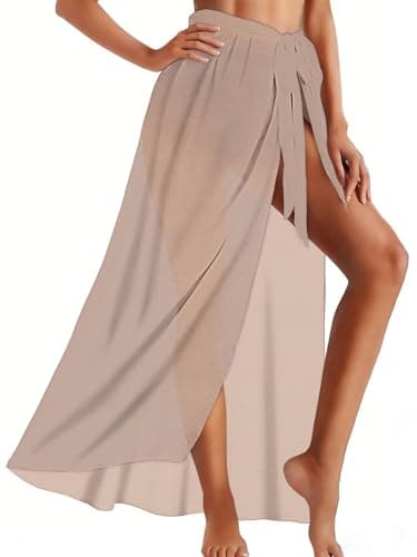 Image of Sarongs for Women Beachwear Long Swimsuit Beach Tie Cover Up Bikini Coverups Wrap Skirt(Grey)