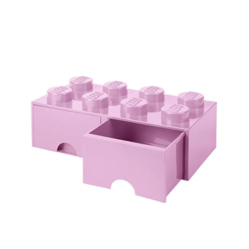 Image of LEGO Brick with 8 Knobs and 2 Drawers LIGHT PURPLE - Storage Box for LEGO, Toys, Desk Drawers, and Office Supplies, Stackable Storage Box, Home Decoration