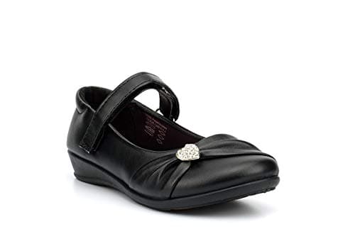 Image of Girls Touch Fastening School Shoes Girls School Shoes US Brass Girls School Shoes Ballet Shoes Mary Jane Black 1 UK