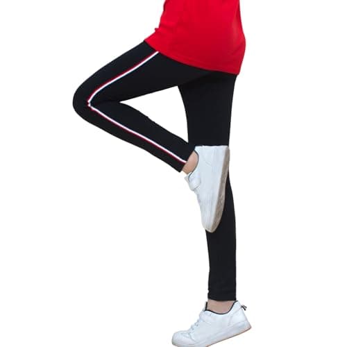 Image of MEILONGER Girls Leggings Black Yoga Pants for Kids Teenage Gym Dance Sports School Pe Trousers(Black,13-14)